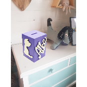 Tirelire Personnalisée pour Fille - Motif Chat - Couleur Violet