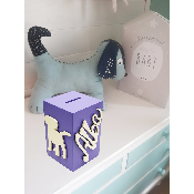 Tirelire Personnalisée pour Fille - Motif Chien - Couleur Violet