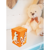 Tirelire Personnalisée pour Garçon- Motif Dinosaure - Couleur Orange