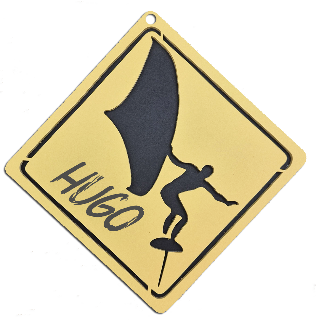 Plaque Signalétique Surf personnalisée - Chambre d'Enfant - motif Wingfoil