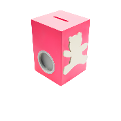 Tirelire en Bois pour Fille - Motif Ourson - Couleur Framboise
