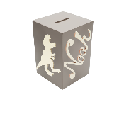 Tirelire en Bois pour Garçon - Motif Dinosaure - Couleur Mastic