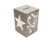 Tirelire en Bois pour Garçon - Motif Etoile - Couleur Mastic