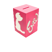 Tirelire en Bois pour Fille - Motif Chat - Couleur Framboise