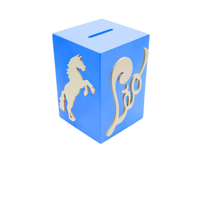 Tirelire pour Garçon - Motif Cheval - Couleur Bleue