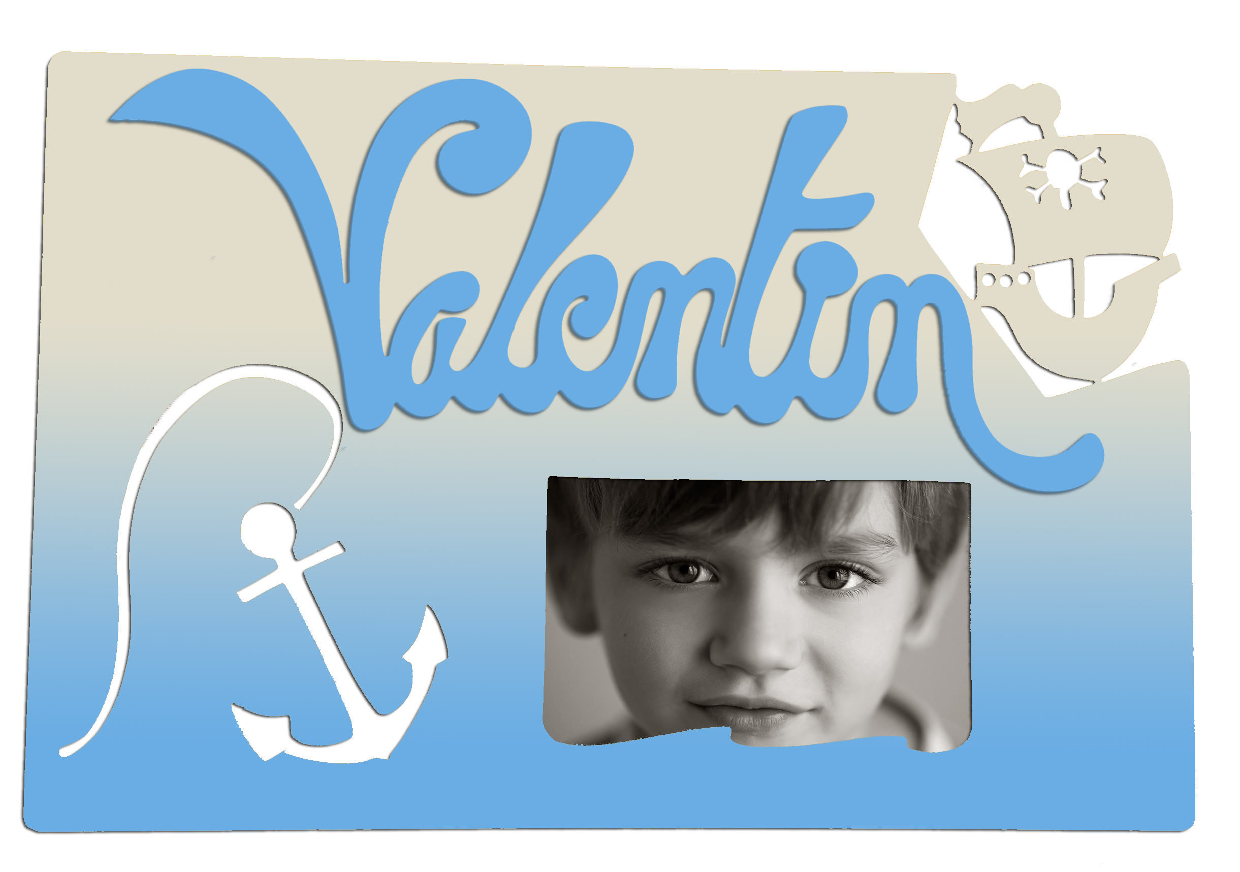 Cadre photo motif PIRATE pr�nom personnalis� pour chambre d'enfant