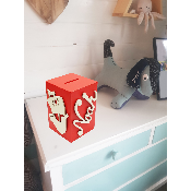 Tirelire en Bois pour Garçon - Motif Pirate - Couleur Rouge