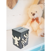 Tirelire pour Garçon - Motif Stitch - Couleur Anthracite