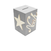 Tirelire en Bois pour Garçon - Motif Etoile - Couleur Gris