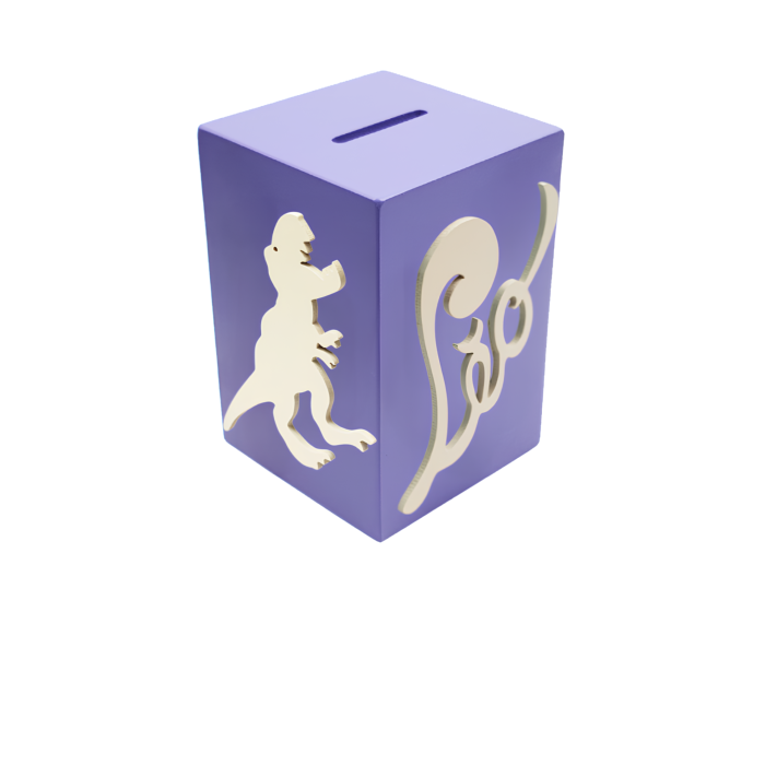 Tirelire pour Garçon - Motif Dinosaure - Couleur Violet