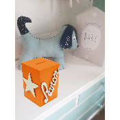 Tirelire Personnalisée pour Garçon- Motif Etoile - Couleur Orange