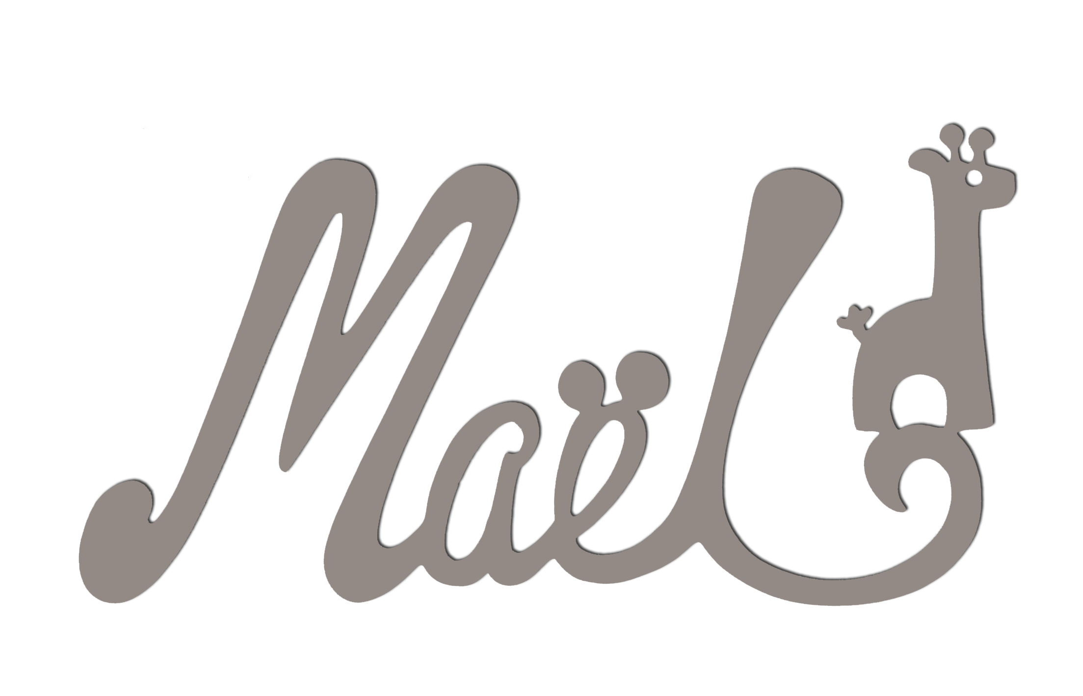 Plaque de Porte Personnalis�e en Bois - Motif Girafe - Couleur Mastic