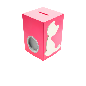 Tirelire en Bois pour Fille - Motif Chat - Couleur Framboise