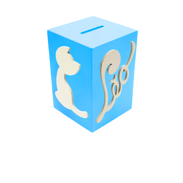 Tirelire pour Garçon - Motif Chat - Couleur Turquoise