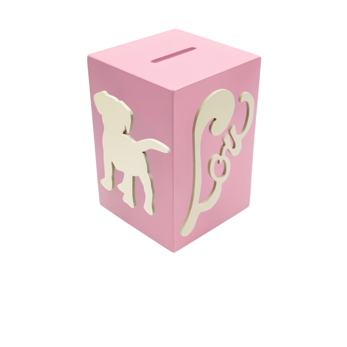 Tirelire Personnalisée pour Fille - Motif Chien - Couleur Lilas