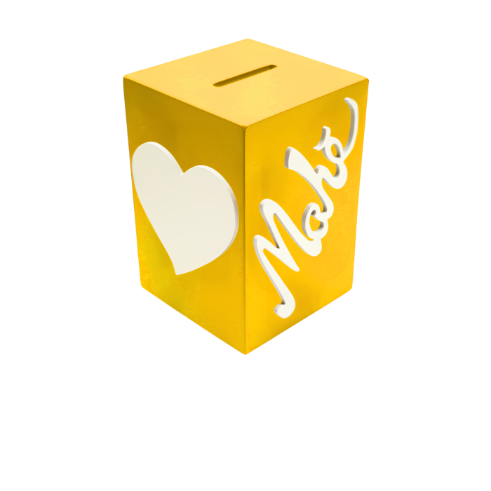 Tirelire pour Garçon - Motif Coeur - Couleur Jaune