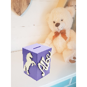 Tirelire Personnalisée pour Fille - Motif Cheval - Couleur Violet
