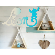 Plaque de Porte - motif Stitch - Couleur Ecru/Turquoise