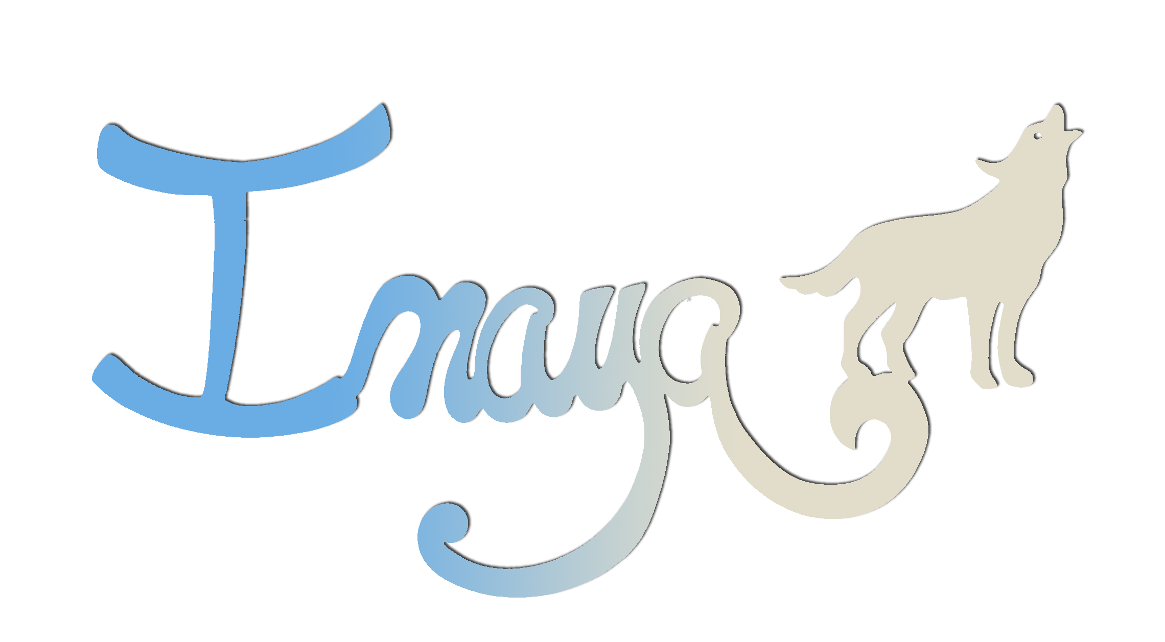 Plaque de Porte Personnalis�e Enfant - Motif Loup - Couleur Bleu/Ecru