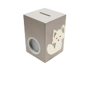 Tirelire en Bois pour Garçon - Motif Renard - Couleur Mastic