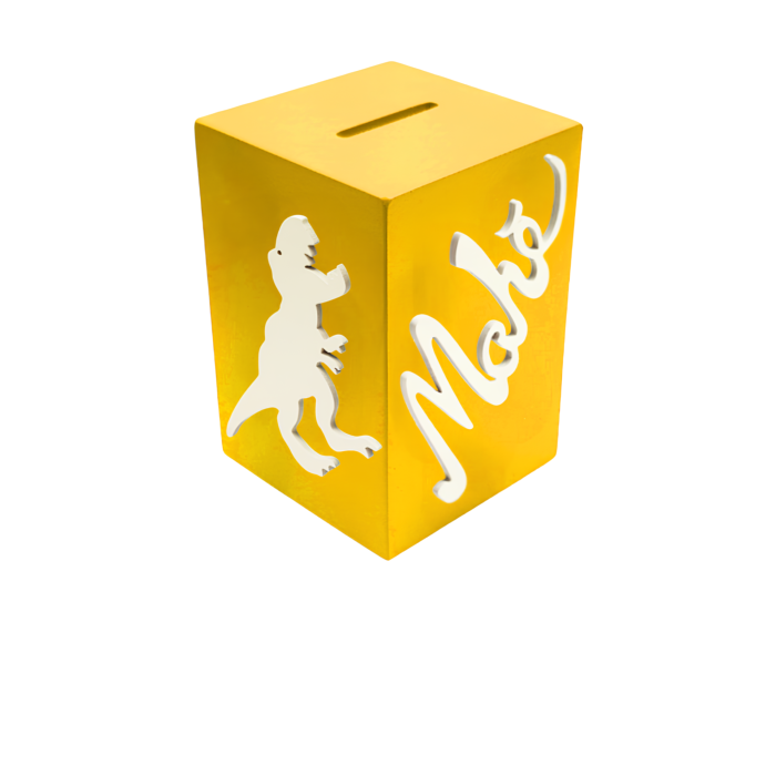 Tirelire pour Garçon - Motif Dinosaure - Couleur Jaune