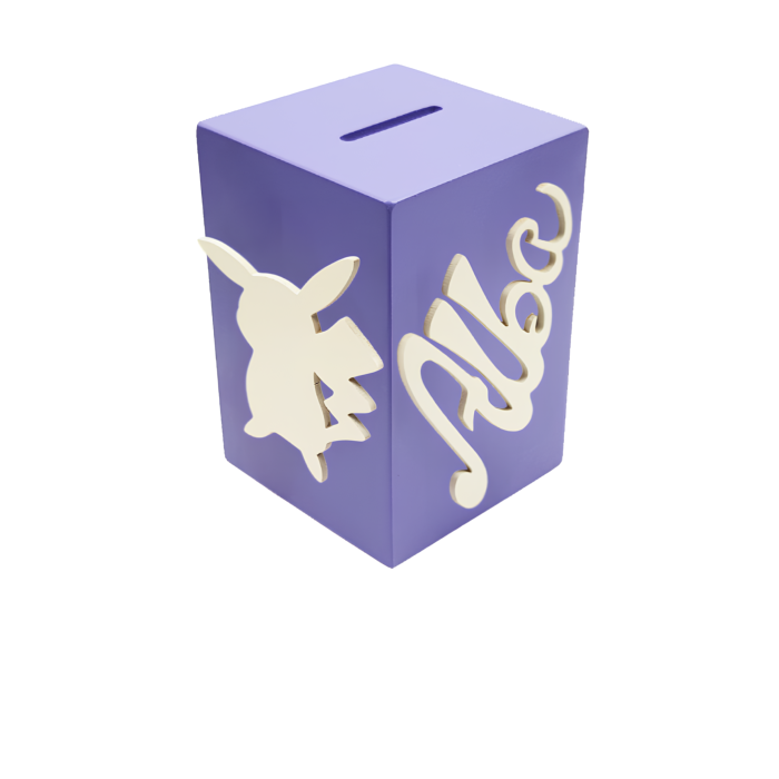 Tirelire Personnalisée pour Fille - Motif Pikachu - Couleur Violet