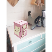 Tirelire Personnalisée pour Fille - Motif Renard - Couleur Lilas