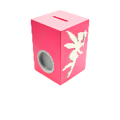 Tirelire en Bois pour Fille - Motif Fée - Couleur Framboise