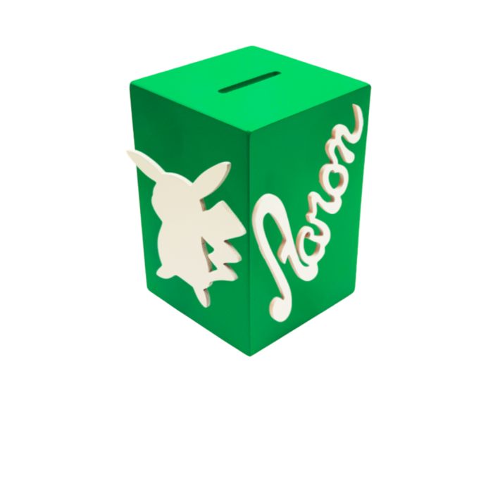 Tirelire Personnalisée pour Garçon- Motif Pikachu - Couleur Vert Foncé