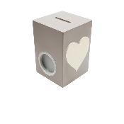 Tirelire en Bois pour Garçon - Motif Coeur - Couleur Mastic