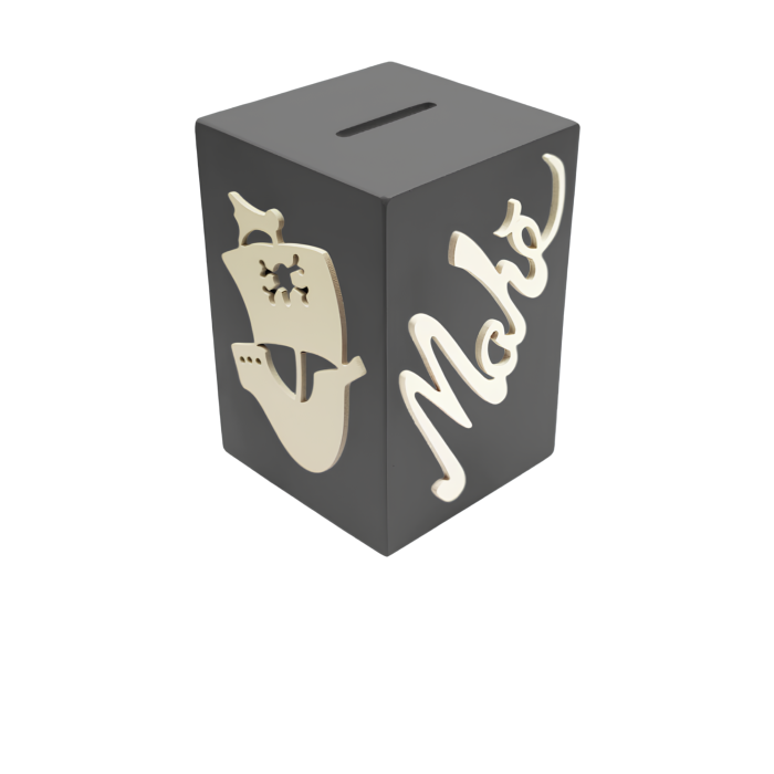 Tirelire pour Garçon - Motif Pirate - Couleur Anthracite