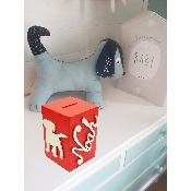 Tirelire en Bois pour Garçon - Motif Chien - Couleur Rouge