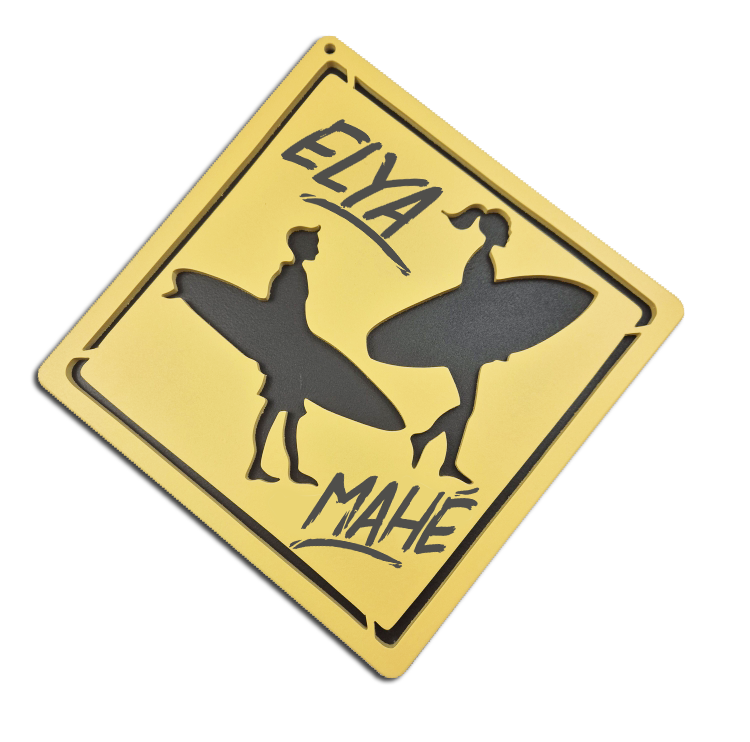 Plaque Signalétique Surf personnalisée - Chambre d'Enfant - motif Surf Fille/Garçon