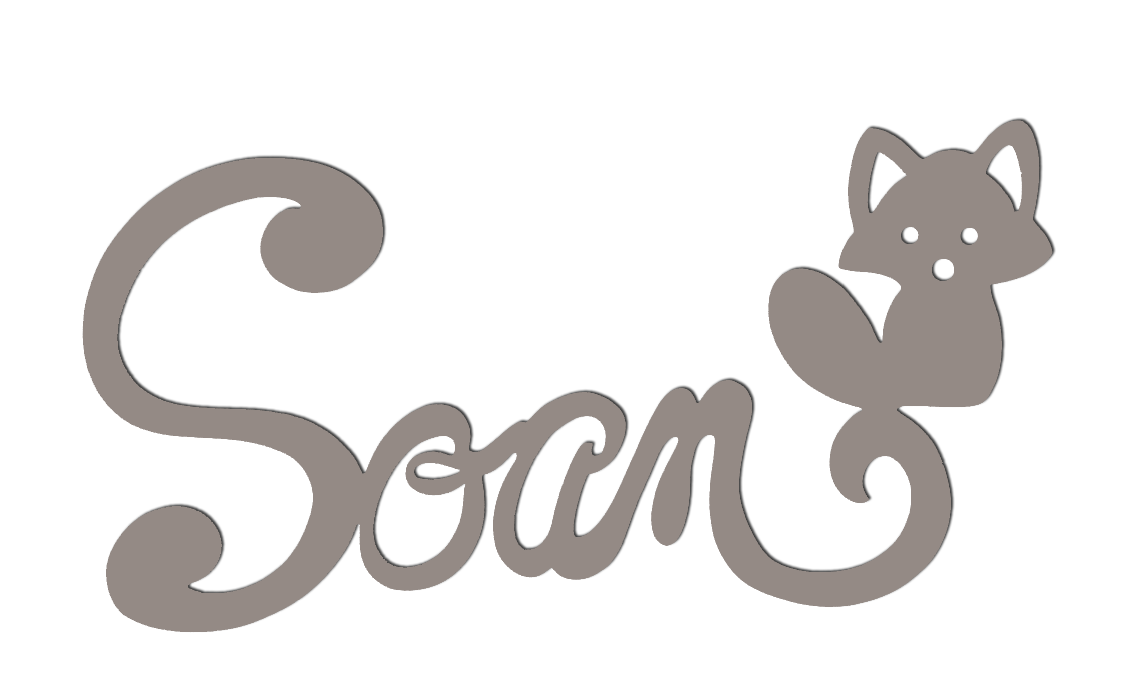 Plaque de Porte Personnalis�e en Bois - Motif Renard - Couleur Mastic