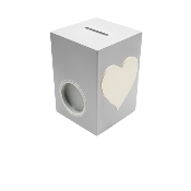 Tirelire en Bois pour Garçon - Motif Coeur - Couleur Grise