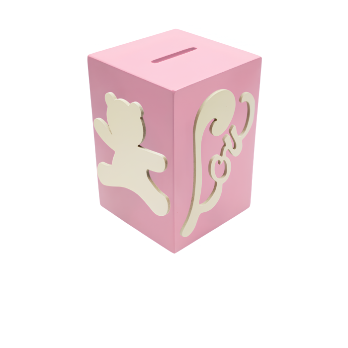 Tirelire Personnalisée pour Fille - Motif Ourson - Couleur Lilas