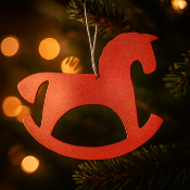 Déco Noël Cheval à bascule rouge paillette