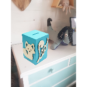 Tirelire pour Garçon - Motif Renard - Couleur Turquoise