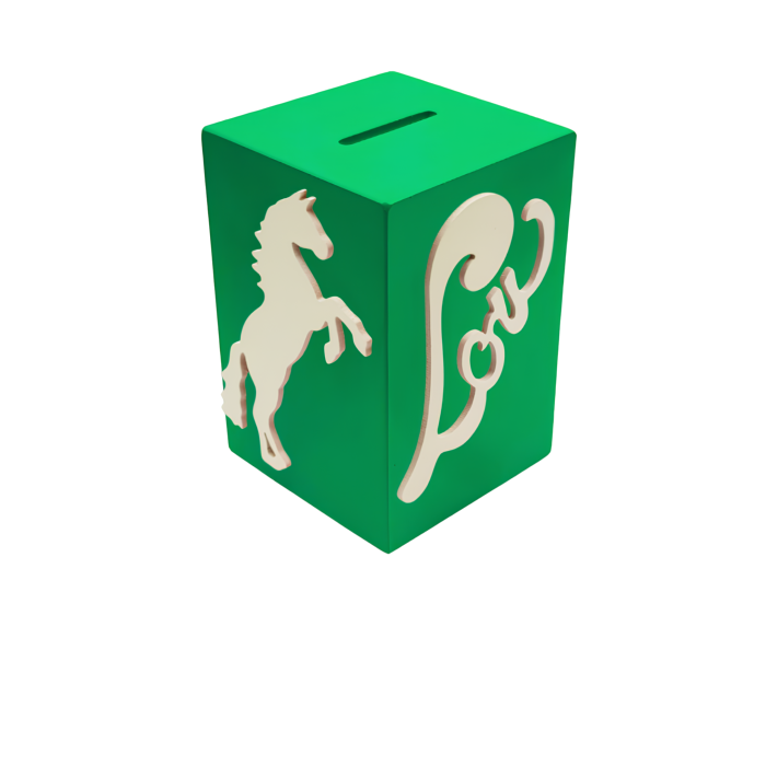 Tirelire Personnalisée pour Fille - Motif Cheval - Couleur Vert Foncé