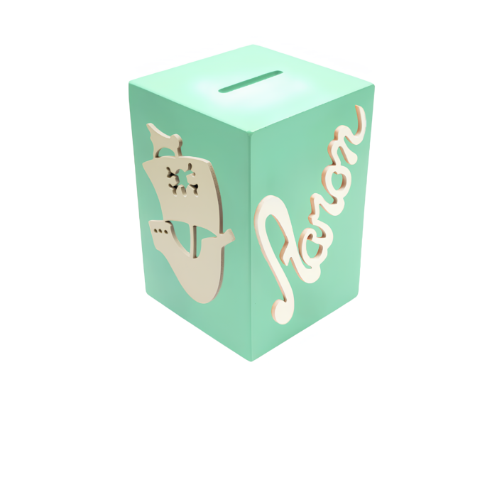 Tirelire Personnalisée pour Garçon- Motif Pirate - Couleur Vert Clair