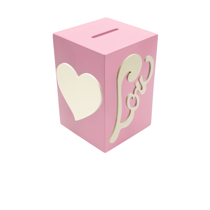 Tirelire Personnalisée pour Fille - Motif Cœur - Couleur Lilas