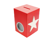 Tirelire en Bois pour Garçon - Motif Etoile - Couleur Rouge