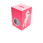 Tirelire en Bois pour Fille - Motif Cheval - Couleur Framboise