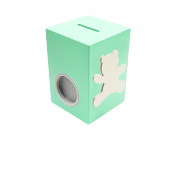 Tirelire Personnalisée pour Garçon- Motif Ourson - Couleur Vert