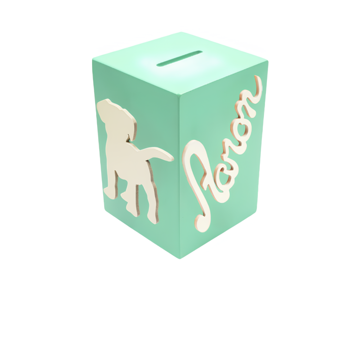 Tirelire Personnalisée pour Garçon- Motif Chien - Couleur Vert