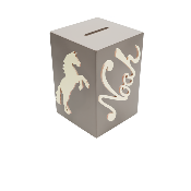 Tirelire en Bois pour Garçon - Motif Cheval - Couleur Mastic