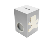 Tirelire en Bois pour Garçon - Motif Ourson - Couleur Gris