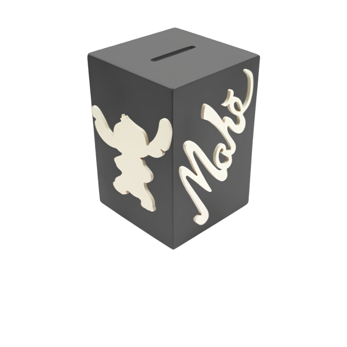 Tirelire pour Garçon - Motif Stitch - Couleur Anthracite