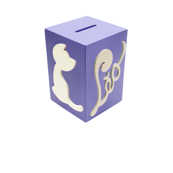 Tirelire pour Garçon - Motif Chat - Couleur Violette