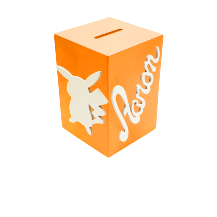 Tirelire Personnalisée pour Garçon- Motif Pikachu - Couleur Orange